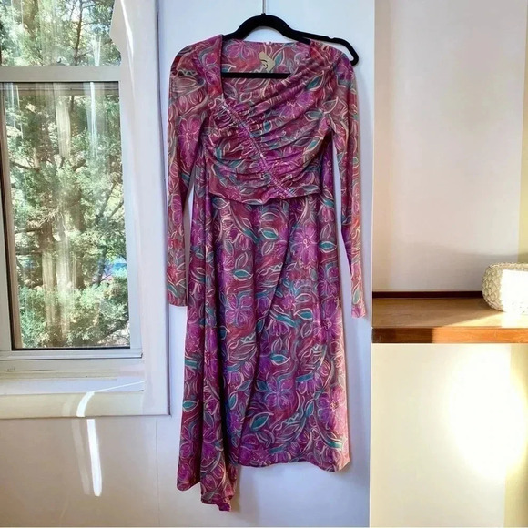 New Free People Supernova Set Two Piece Skirt Crop Top Long Sleeve Purple Small - Picture 1 of 14